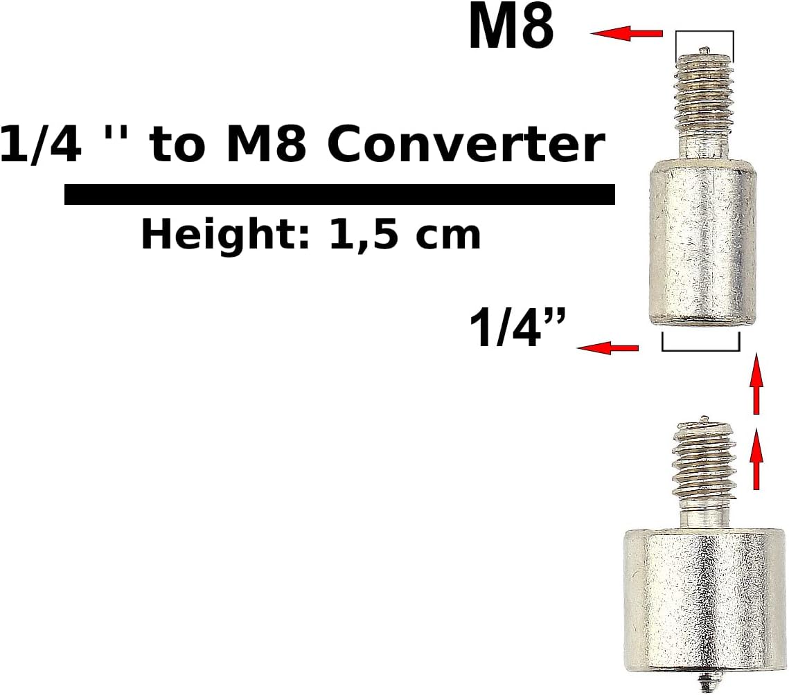 1/4'' to Metric 8 (8mm) Screw Thread Converter Adapter