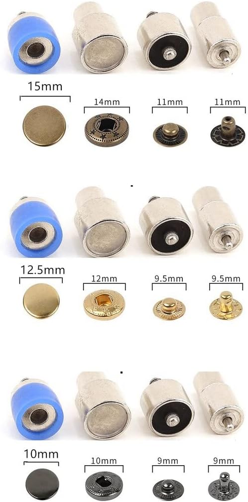 10 mm,12.5 mm and 15 mm Round Metal Snap Button Fasteners Dies Set