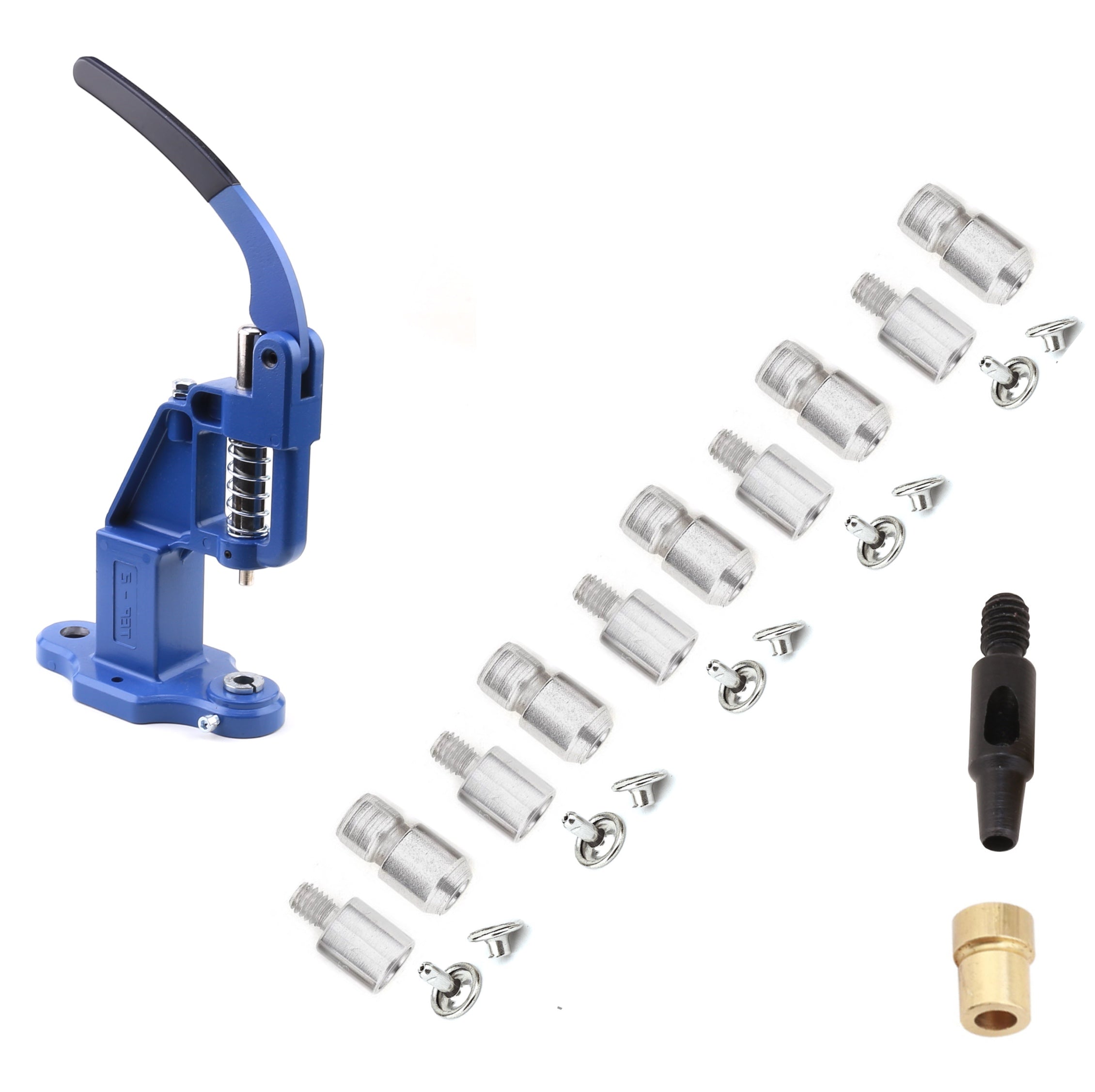 Rivet Press Machine and 5mm, 6mm, 7mm, 9mm, 12mm Double Cap Rivet Dies ...