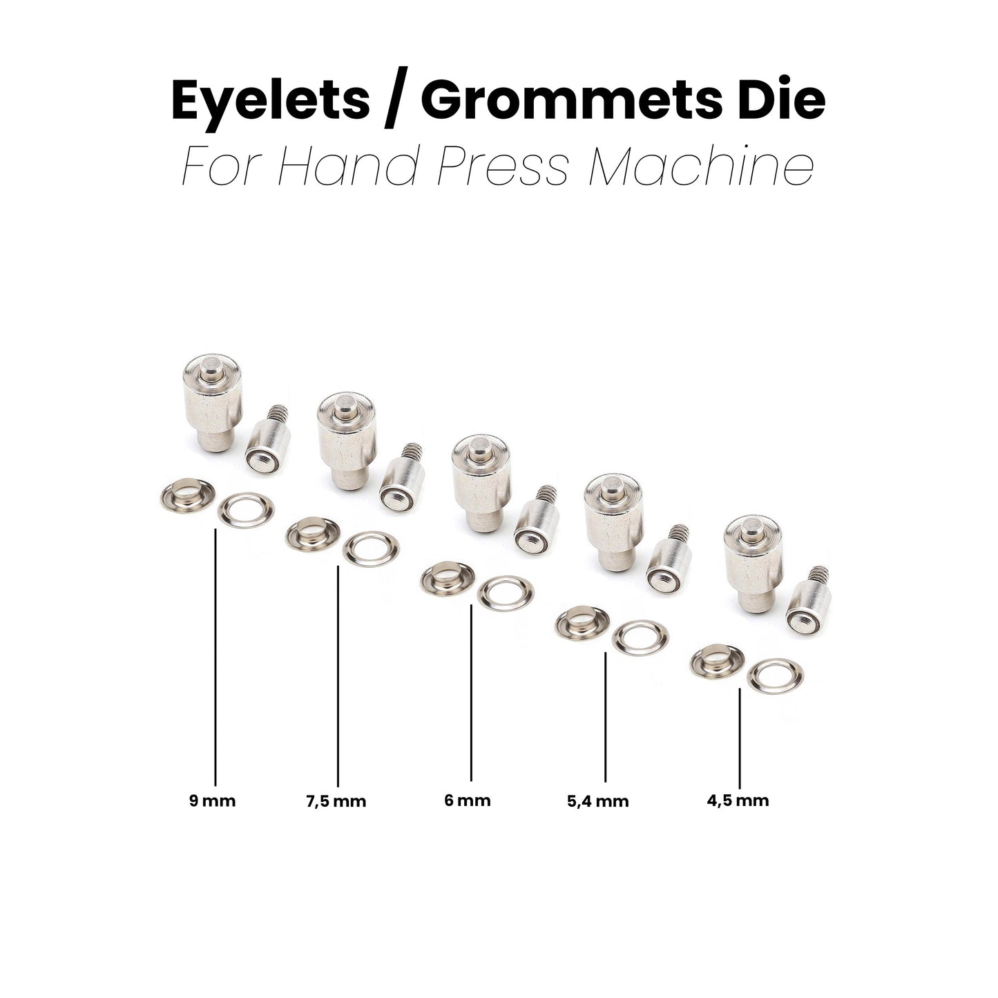 Rivet Eyelets Grommets Snap Buttons Dies Set for Hand Press Machine