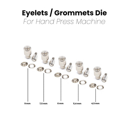 Rivet Eyelets Grommets Snap Buttons Dies Set for Hand Press Machine