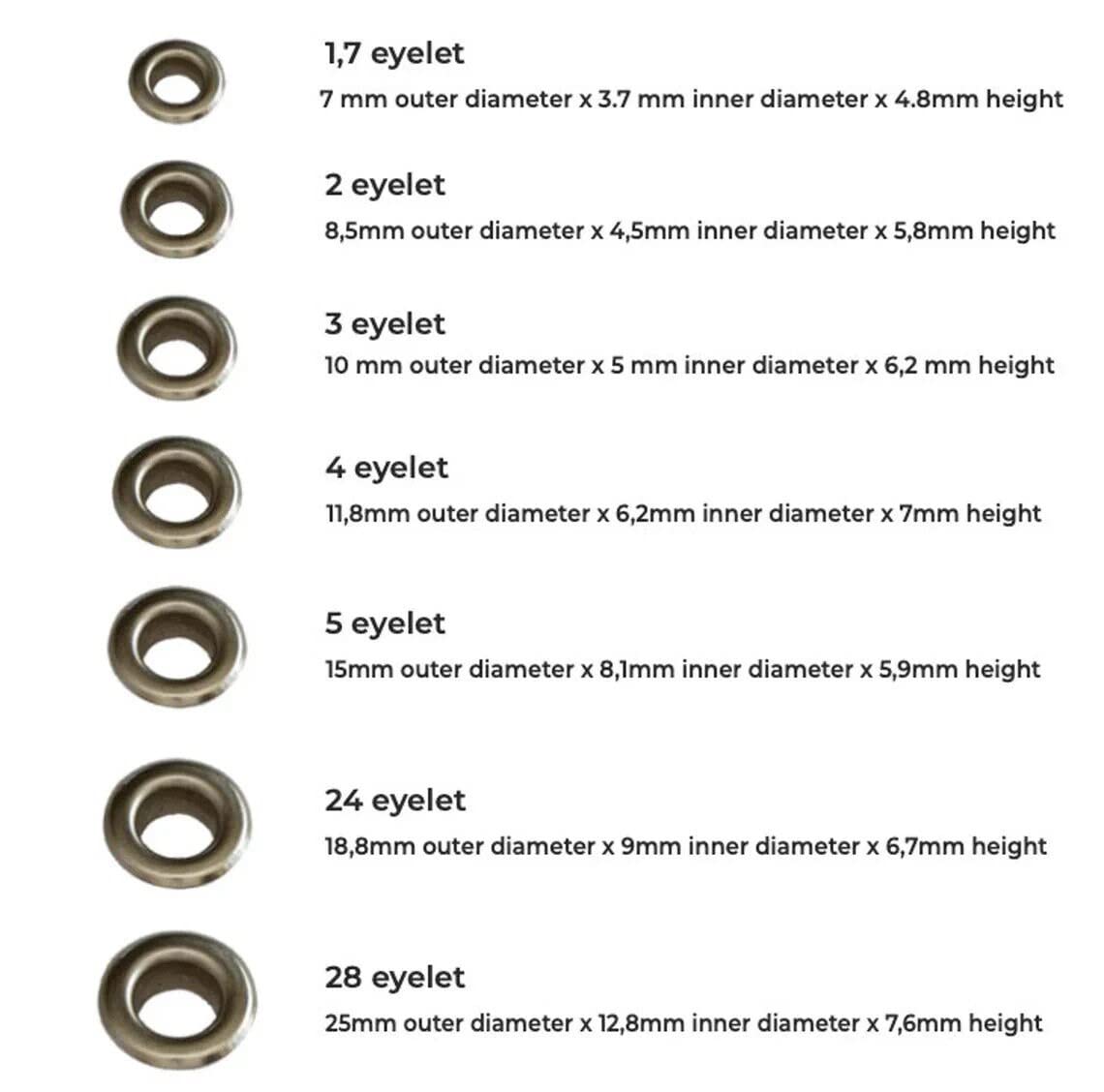 Complete Set of Hole Puncher and Setting Dies for Eyelets and Grommets for Hand Press Machine Leathercraft