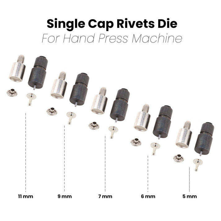 Cap Rivet Trim 5mm, 6mm, 7mm, 9mm, 11mm Single Cap Rivets Setting Tool Die for Press ...