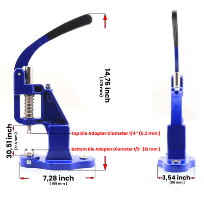 Rivet Dies Eyelets Grommets Molds Snap Dies Prong Set Popper Fastener Hand Press Machine All in One